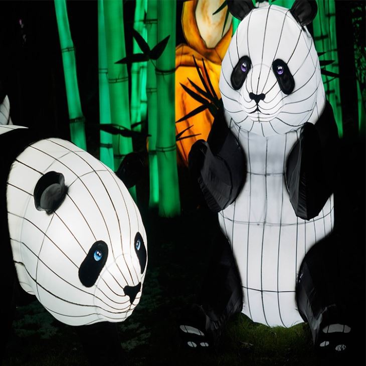 Colorized Fabric Chinese Lanterns With Cute Panda Design For Festival