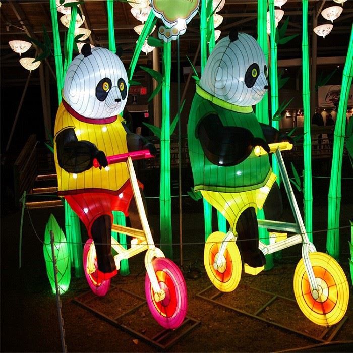 Colorized Fabric Chinese Lanterns With Cute Panda Design For Festival