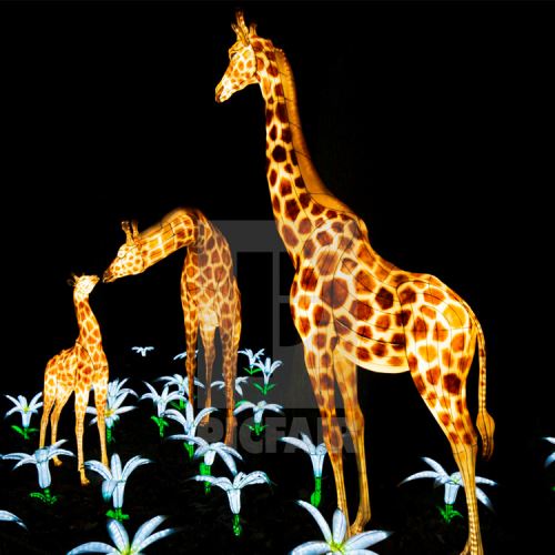 Outdoor Lifelike Giraffe Silk Lanterns