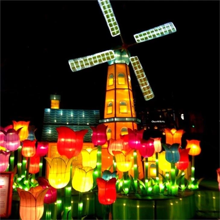 Outdoor Led Festival Giant Lighting Peony Flowers Chinese Lanterns With CE Certificate